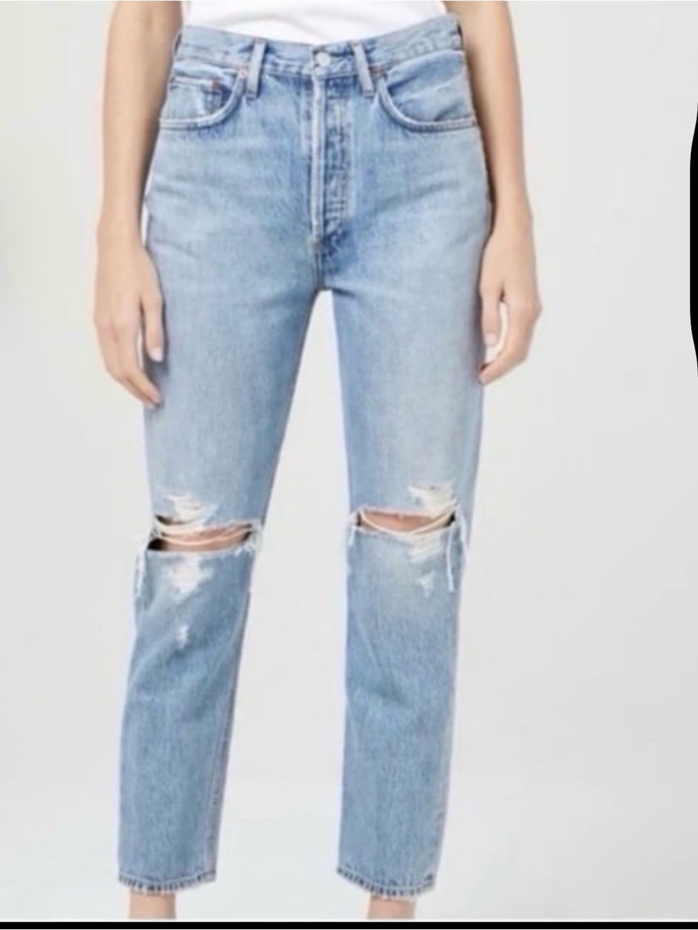 Agolde Riley 90s High Rise Straight Crop Distressed Jeans size 27/4